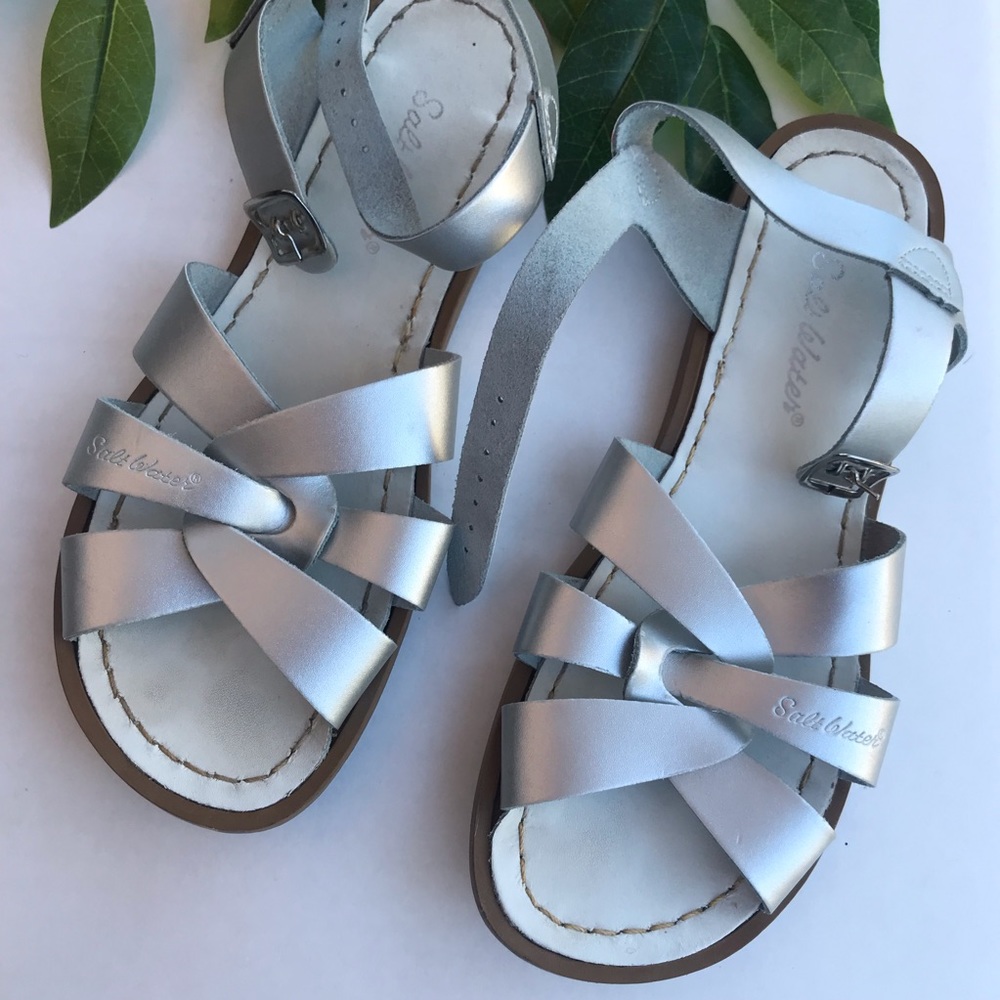 Salt Water Classic Leather Silver Sandals Gem